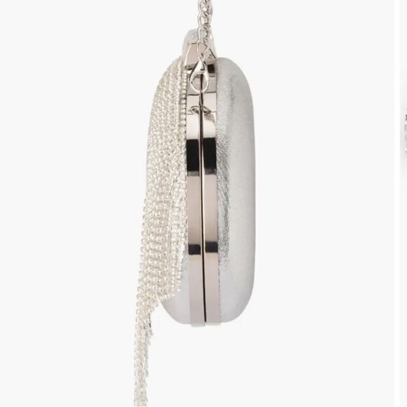 Olga Berg Bria Crystal Fringe Clutch in Silver. New with flaw. Gorgeous! - Picture 5 of 16